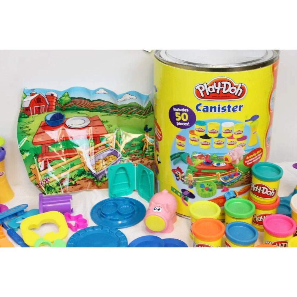 Large Play-Doh Canister 50+ Pcs Crayola Dough Doodler Cutters Molds cans